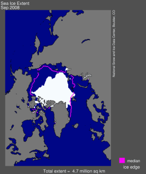 map showing loss of sea ice