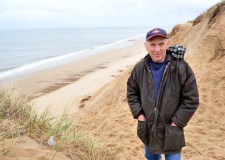 Nick Butcher's picture of Kenny Chaney on Hemsby beach where he helped rescue the two young school girls after the cliff collapsed and buried them.