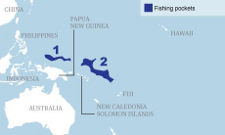 Permitted areas for tuna fishing in the Pacific Ocean