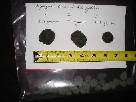 images showing 3 impregnated pellets approx 1 inch diameter