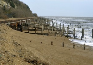  The remains of non-maintained sea defences fronting Bawdsey Manor