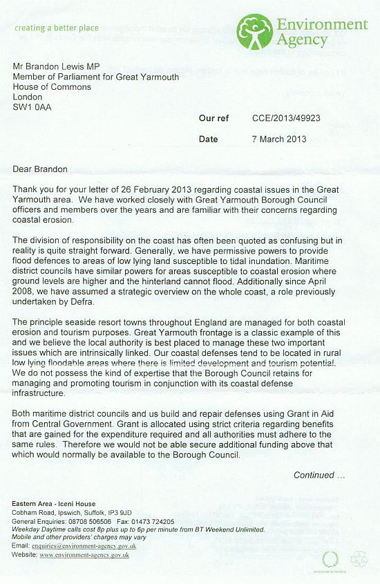Letter from C. Beardall EA